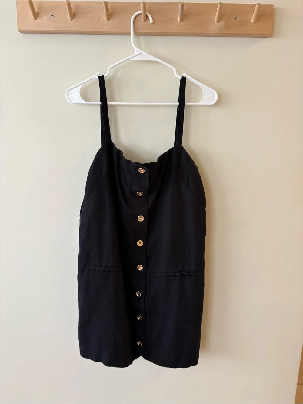 J Crew Claudia Dress Black Button-Front Spaghetti Strap